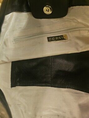CC Skye Black Leather Shoulder Bag with Gold Hardware